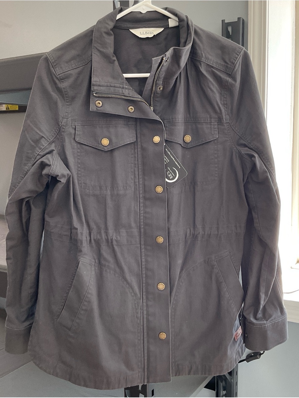 L.L. Bean Women's Charcoal Utility Jacket with Brass Buttons